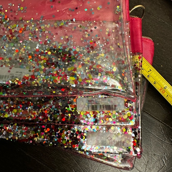✨ SET OF 7 Glitter Confetti Cosmetic Bags – Pink Trim – New ✨ - Picture 5 of 7